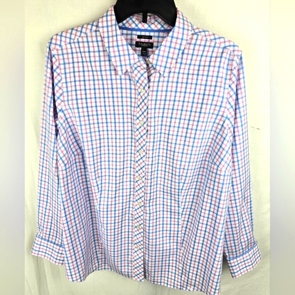Talbots Pink And Blue Long Sleeve Classic Checkered Button Down Shirt Sz 16WP - Picture 1 of 9